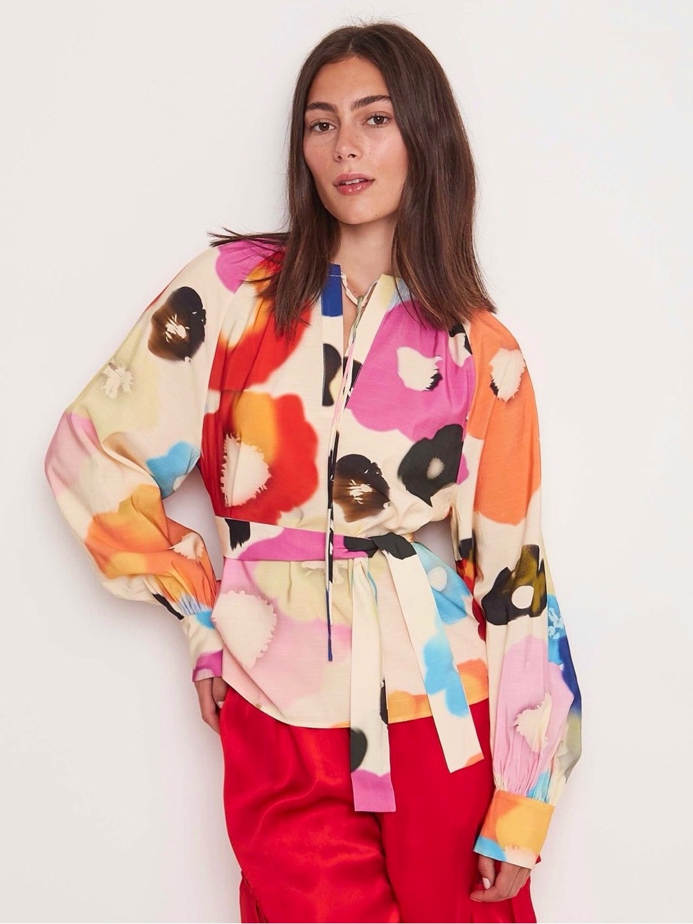 Stine Goya Vianna blouse Sz S vibrant multicolor floral  NWOT